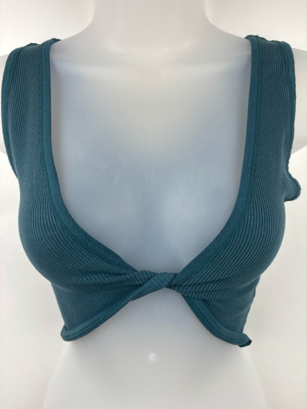 Urban Outfitters Crop Tank Twist Front Ribbed Teal M/L Y2K